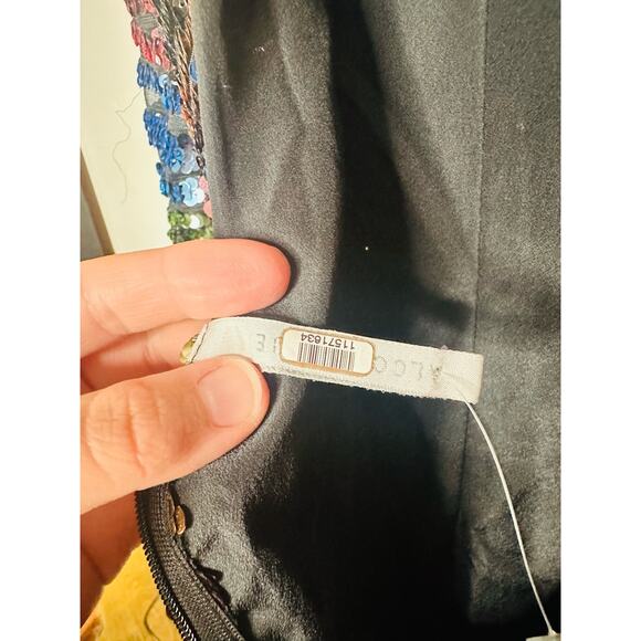 ALCOOLIQUE Peyton Tubolar Black Rainbow Stripe Sequin Mesh Backless Mini Dress10 - Picture 9 of 16